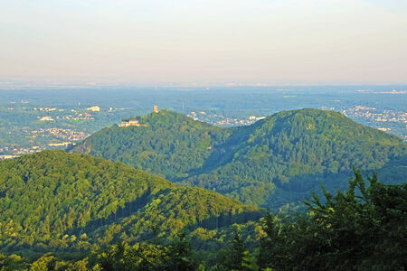Landscape from high above the hills in the Rhineland Palansinate in Germanyの写真素材