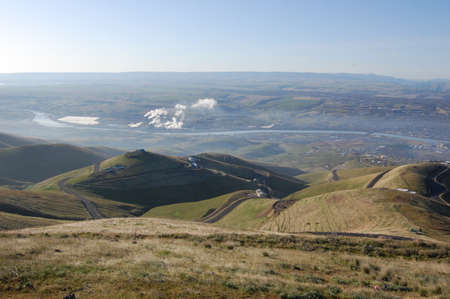 Aerial view of the foothills of the Altai Mountains.の写真素材