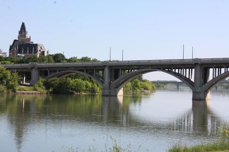hotel along the riverの写真素材