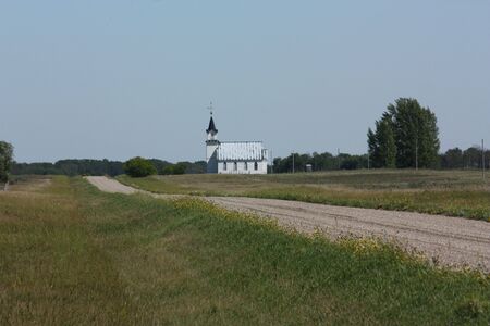 abandoned church in the praireの写真素材