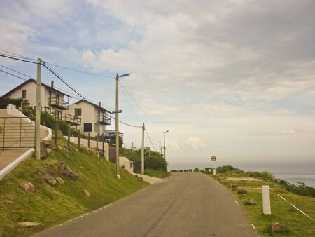 Houses in the San Antonio Hill in the city of PirÃ­apolis, Uruguay.のeditorial素材