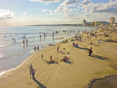 People enjoying the beach in a spa city of south america, Uruguay.のeditorial素材
