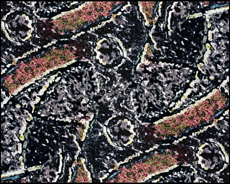 Digital abstract stone texture artwork in blue and red tones.の写真素材