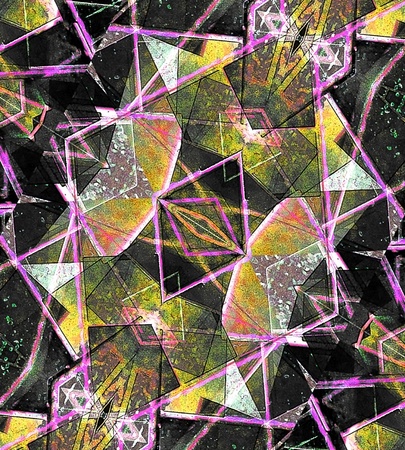 Geometric digital abstract artwork in dull warm and black tones.