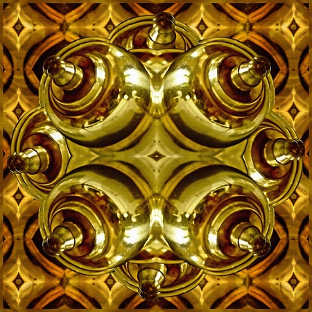 Photo collage digital art depicting a fantasy object on stainless steel material in a pattern background style.の写真素材