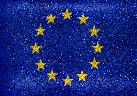 European Union grunge style flag in vibrant colors.の写真素材