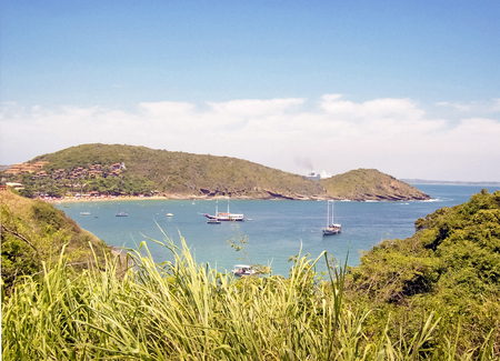 Boats and Nature Landscape in a island of Brazil の写真素材