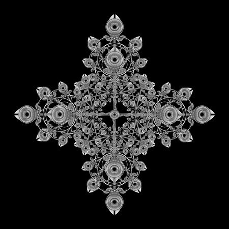 Artistic digital style ornament in silver and black tones. の写真素材