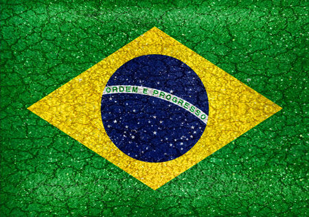 Brazil grunge style flag in vibrant colors.の写真素材
