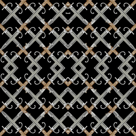 kitchen Knife pattern motif in geometric symmetric style against white .の写真素材