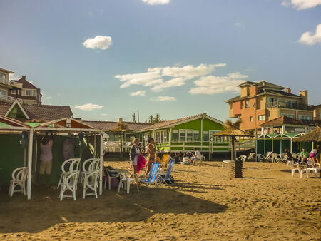 Crowded beach in Pinamar, one of the most important seaside resort of Argentina in the atlantic coast of  south americaのeditorial素材