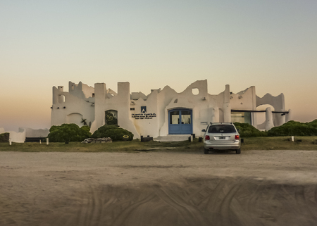 PINAMAR, ARGENTINA, JANUARY 2014 - Unusual architecture resort at beach in the city of Pinamar, a luxury seaside town on the sea coast of Argentina.のeditorial素材