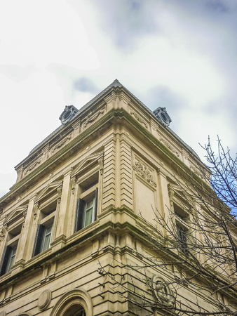 Low angle view of state law school of Montevideo, and elegance ornate french style building located in the center of the city.のeditorial素材