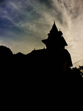 Low angle view retro style house in the city of Montevideo, the capital or Uruguay.の写真素材