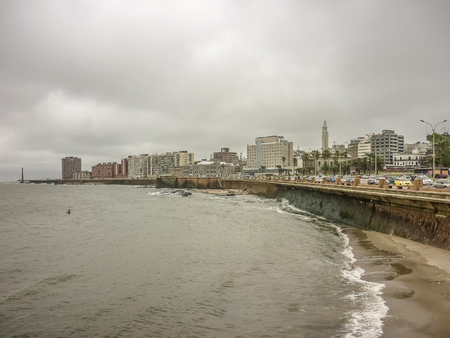 Cloudy day at the coast of Montevideo city, the capital of Uruguay in South Americaのeditorial素材