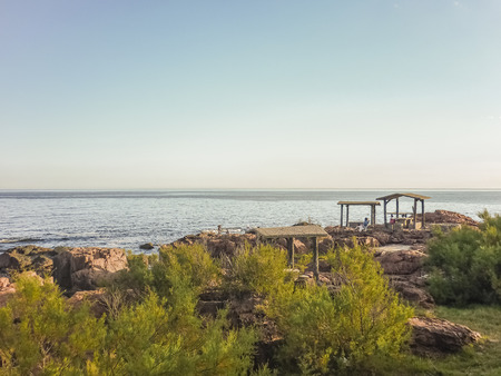 Nice and tranquil landscape scene of the coast in Piriapolis, one of the most famous watering places of Uruguay.の写真素材