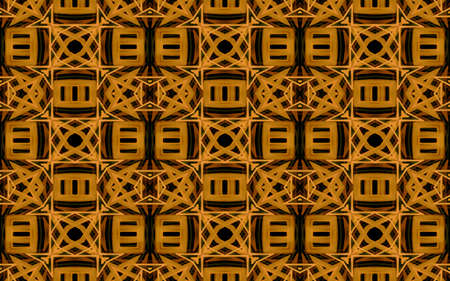 Ethnic art geometric background pattern with abstract shapes motif in warm brown colors.の写真素材
