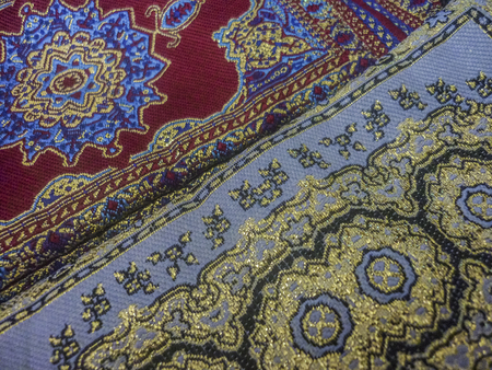 Beautiful turkish fashion accessories close up view with complex ornament decorations in colorful mixed colors.の写真素材