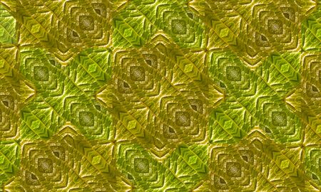 Digital art luxury geometric nature motif pattern background in green and yellow colors.