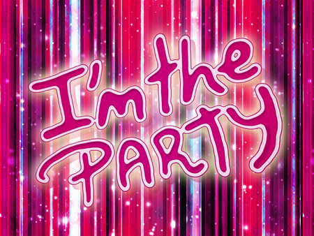 I am the party quote hand draw bold pink with white borders letters against luxry abstract geometric backgroundの写真素材