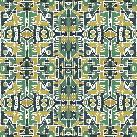 Tribal or ethnic style geometric abstract seamless pattern in vivid multicolored tones created with...