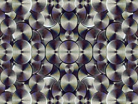 Digital style futuristic geometric modern seamless pattern background with circles motif in cold colorsの写真素材
