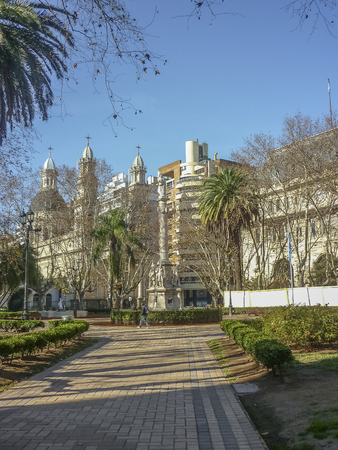 Traditional square in the center of Rosario city in Argentina, South America,のeditorial素材