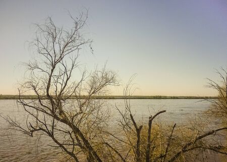 Beautiful landscape of the parana river in Rosario city, Argentinaの写真素材