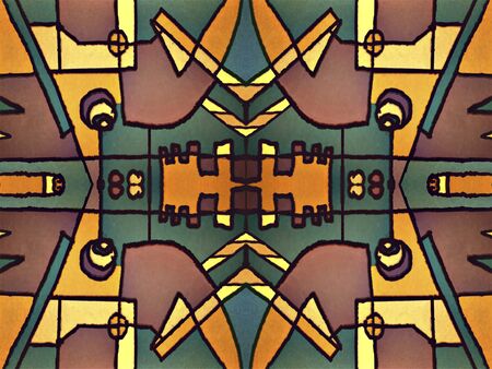 Tribal or ethnic style geometric abstract seamless pattern in vivid multicolored tones created with digital technique.の写真素材