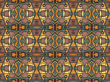 Tribal or ethnic style geometric abstract seamless pattern in vivid multicolored tones created with...