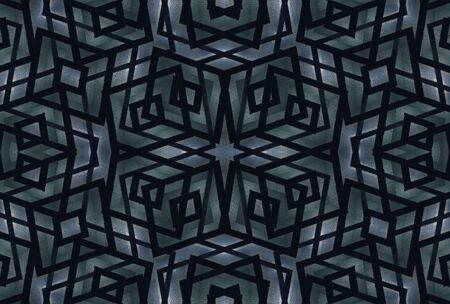 Digital art futuristic abstract geometric modern pattern in dark blue tones tones.の写真素材