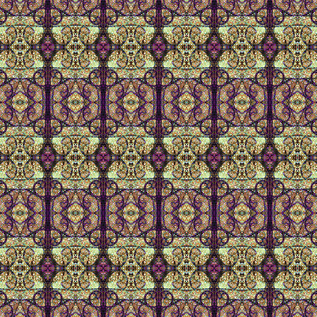 Sophisticated ornamental digital art style design pattern in vivid mixed tones.