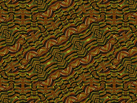 Intricate geometric tribal style abstract pattern in vivid and saturated orange colors.の写真素材