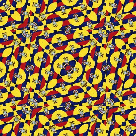 Digital photo manipulation collage technique ecuador flag geometric modern pattern designの写真素材