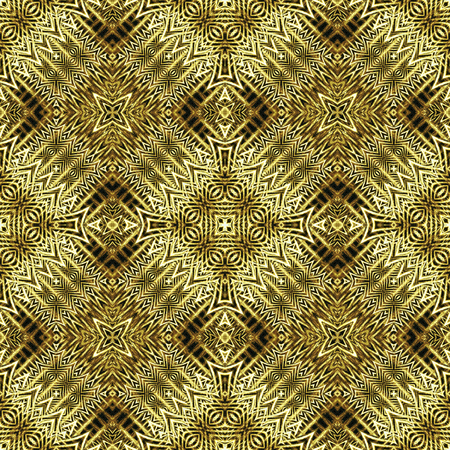 Digital art technique modern ethnic abstract decorative seamless pattern mosaic design in golden yellow tones.の写真素材