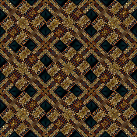 Digital art technique modern geometric abstract decorative seamless pattern mosaic design in dark mixed tones.の写真素材