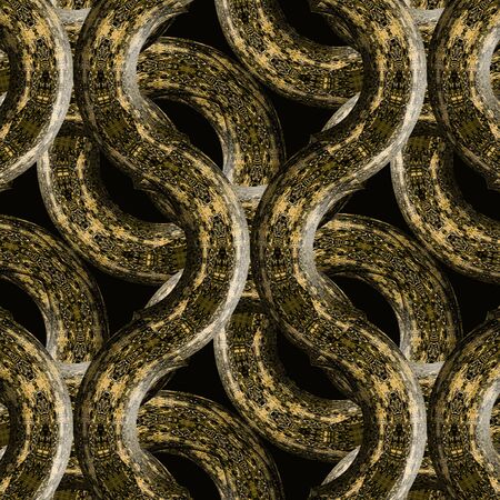 Digital art collage techinque intricate geometric abstract pattern with grunge textured and black and brown tonesの写真素材