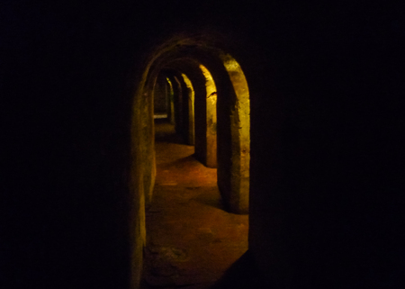 Tunnels of San Felipe de Barajas Fortress, an spanish colonial style defense building located in Cartagena,  Colombiaのeditorial素材