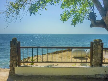 Beautiful sunny day at tropical island resort in Cartagena, the most famouse watering place of Colombia.の写真素材