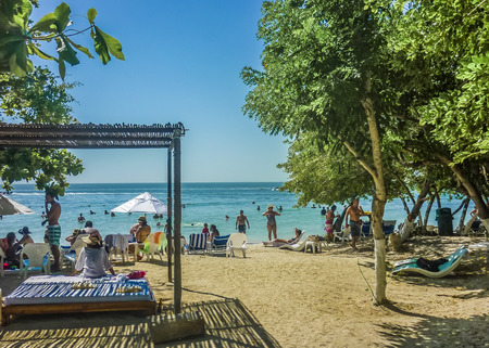 CARTAGENA, COLOMBIA, JANUARY - 2015 - Beautiful sunny day at tropical island resort in Cartagena, the most famous watering place of Colombiaのeditorial素材
