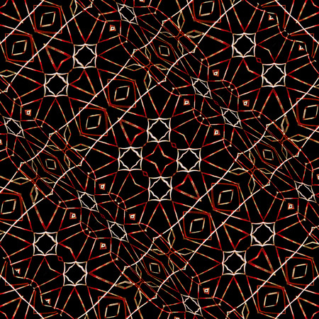Digital art technique modern geometric abstract decorative intricate pattern mosaic design in warm and black and white colors.の写真素材