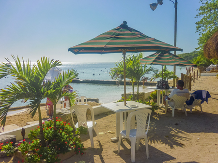CARTAGENA, COLOMBIA, JANUARY - 2015 - Beautiful sunny day at tropical island resort in Cartagena, the most famous watering place of Colombiaのeditorial素材