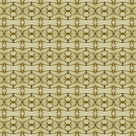 Digital art technique ancient luxury modern baroque geometric decorative checks seamless pattern in vivid golden colors.の写真素材