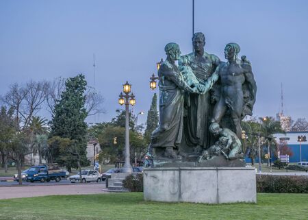 Sculpture and avenue photo taking from building statehouse in Montevideo, the capital city of Uruguayのeditorial素材