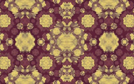 Digital collage and manipulation technique modern geometric floral seamless pattern in mixed colors.