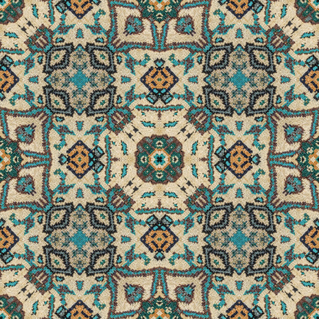 Digital photo manipulation technique ethnic or indian style fabric geometric decorative seamless pattern artwork in mixed tones.の写真素材