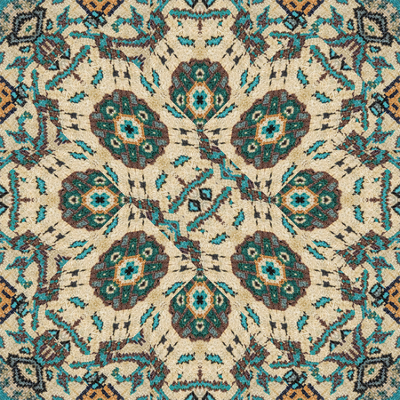 Digital photo manipulation technique ethnic or indian style fabric geometric decorative seamless pattern artwork in mixed tones.の写真素材