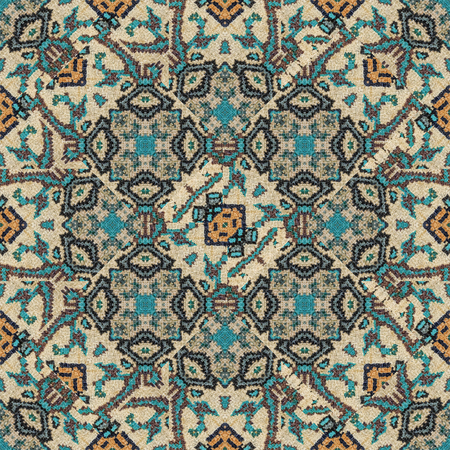 Digital photo manipulation technique ethnic or indian style fabric geometric decorative seamless pattern artwork in mixed tones.の写真素材