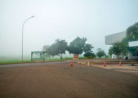 Border customs passage between Brazil and Argentina at guazu Falls touristic zone.の写真素材