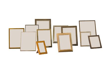 Isolated blank portraits photo frames against white background